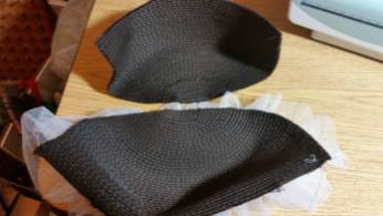 Hat halves with and without trim.